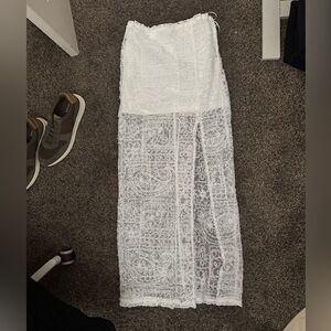 12th tribe geometric lace skirt with slit